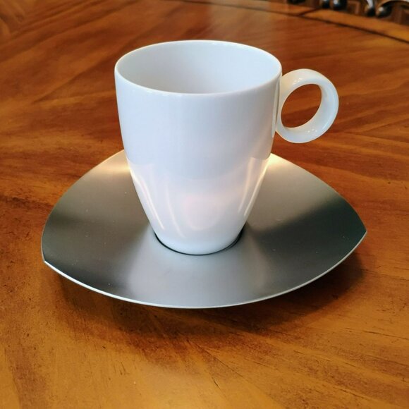 MCM Thomas Rosenthal Vario Porcelain & Stainless Coffee Set, Postmodern Cups Pot - Picture 8 of 12